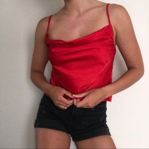Romantic silk drop neck crop top